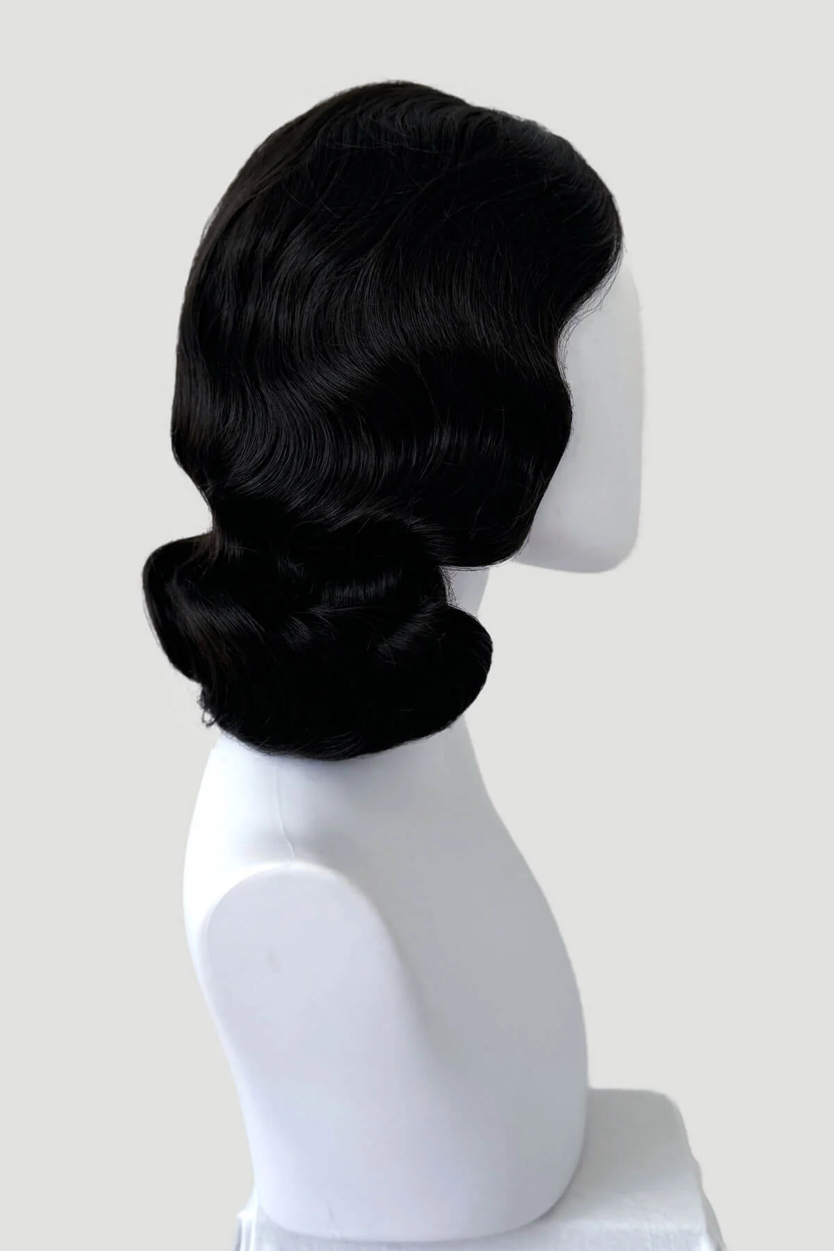 Brown, shoulder length, pinup style wig with finger waves: Honey - Image 7