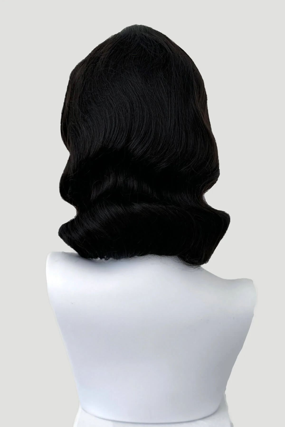 Brown, shoulder length, pinup style wig with finger waves: Honey - Image 8