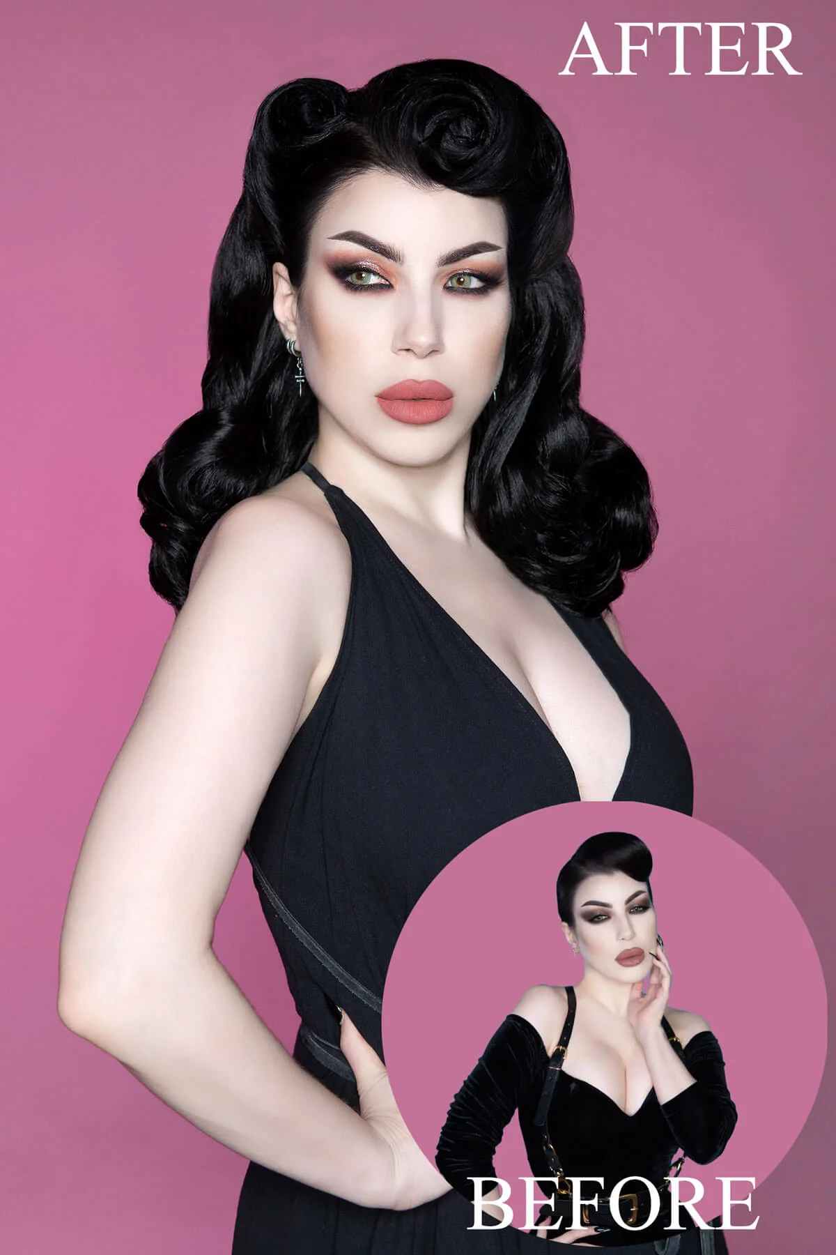 Onyx: 1950s Vintage Hollywood Waves Half Wig - Image 34