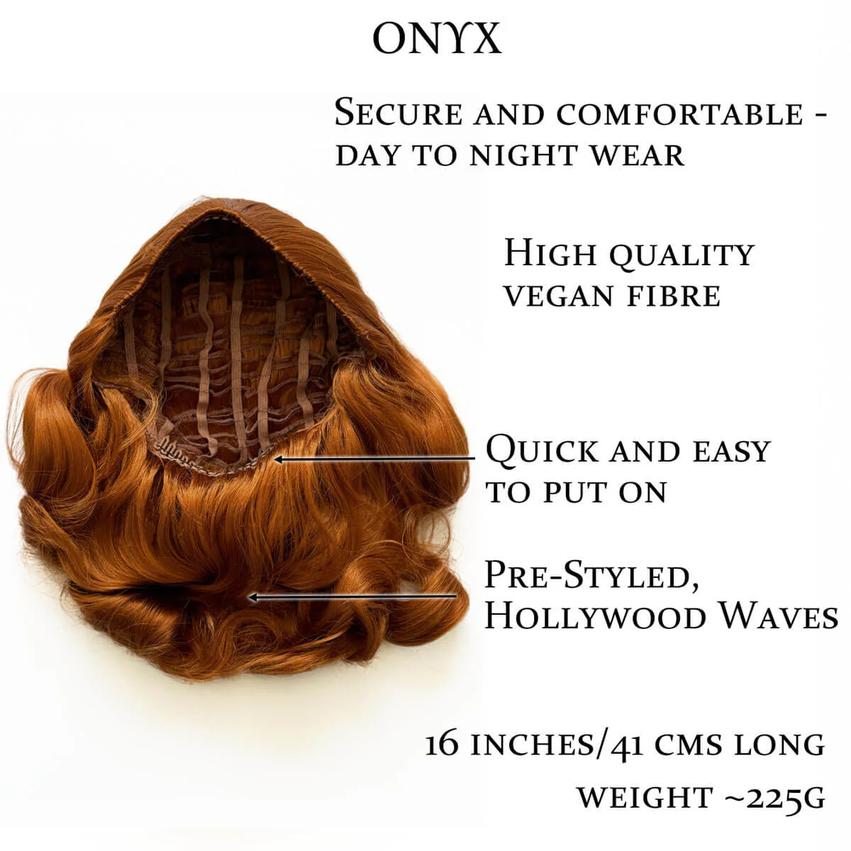 Onyx: 1950s Vintage Hollywood Waves Half Wig - Image 85