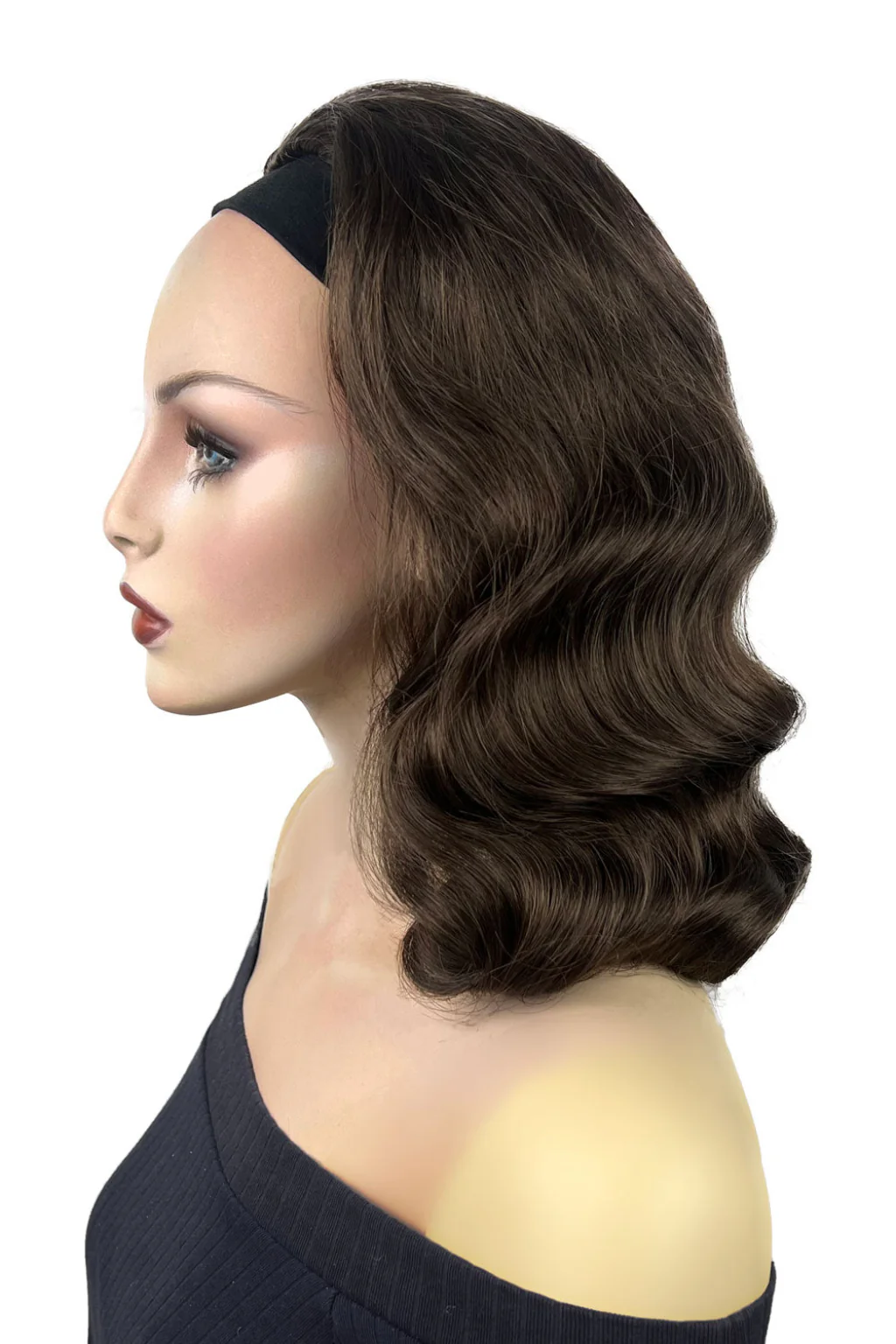 Deborah - Vintage Style Deep Finger Waves Half Wig - Image 13