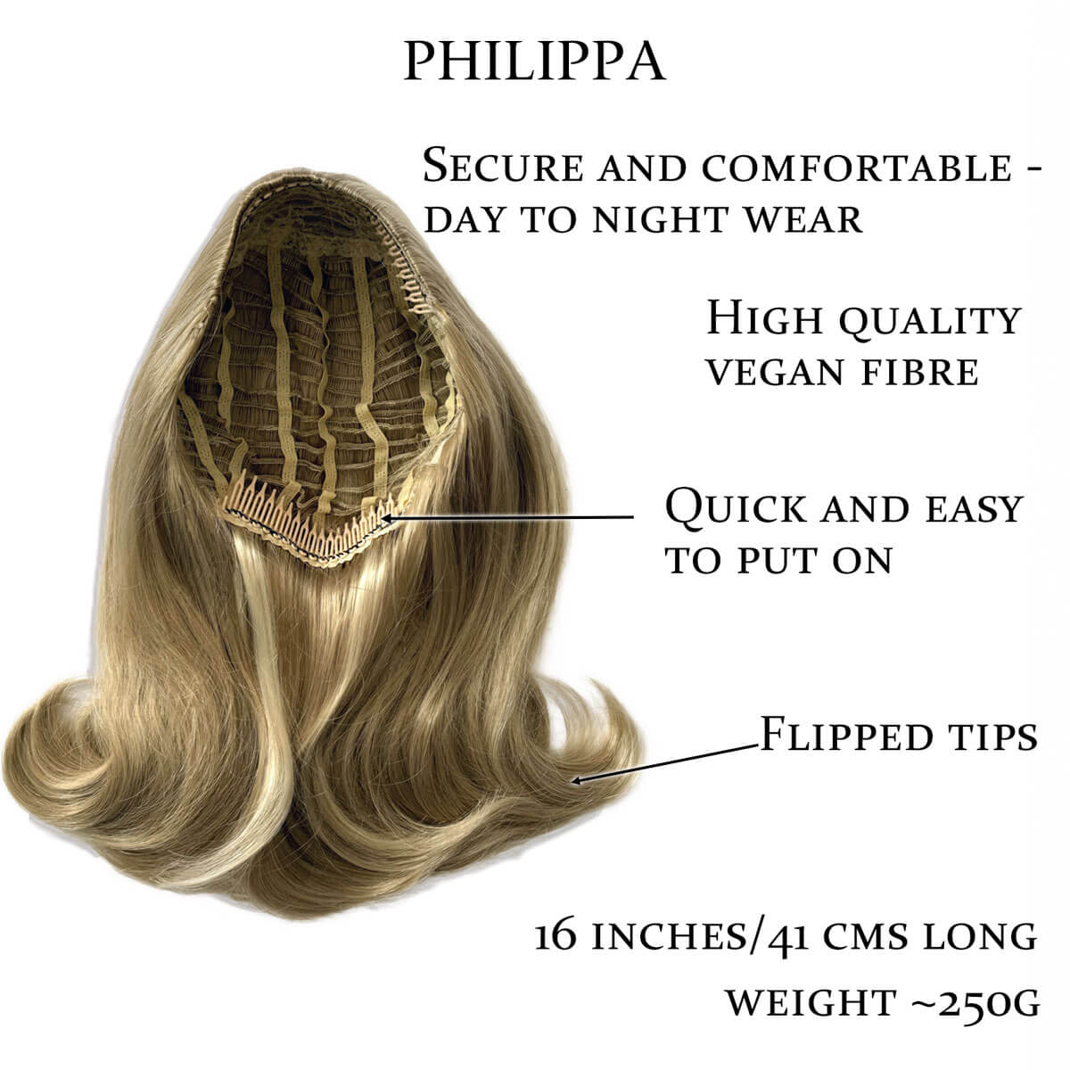 Philippa - The Perfect 1960s Style Flicked Half Wig - Image 63