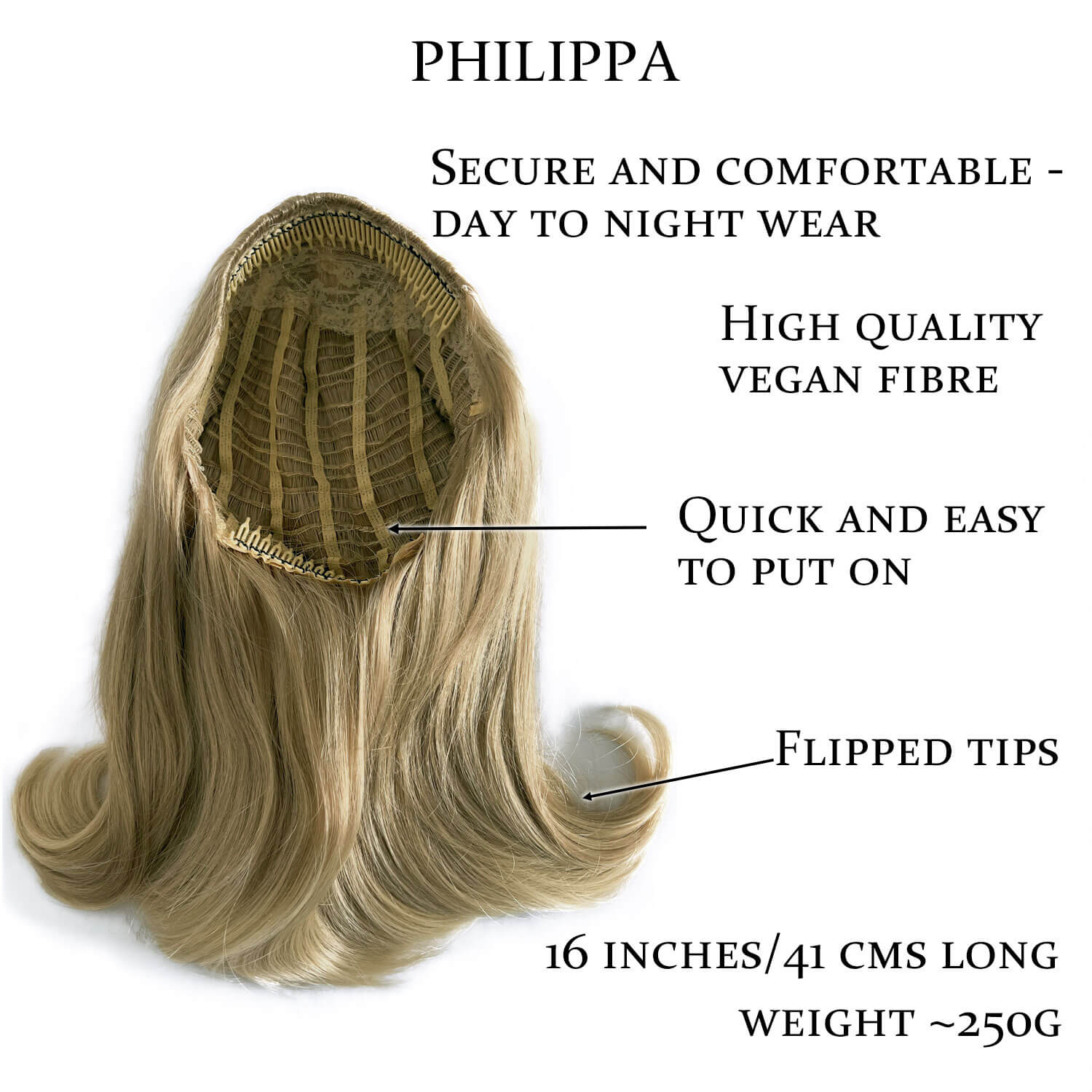 Philippa - The Perfect 1960s Style Flicked Half Wig - Image 8