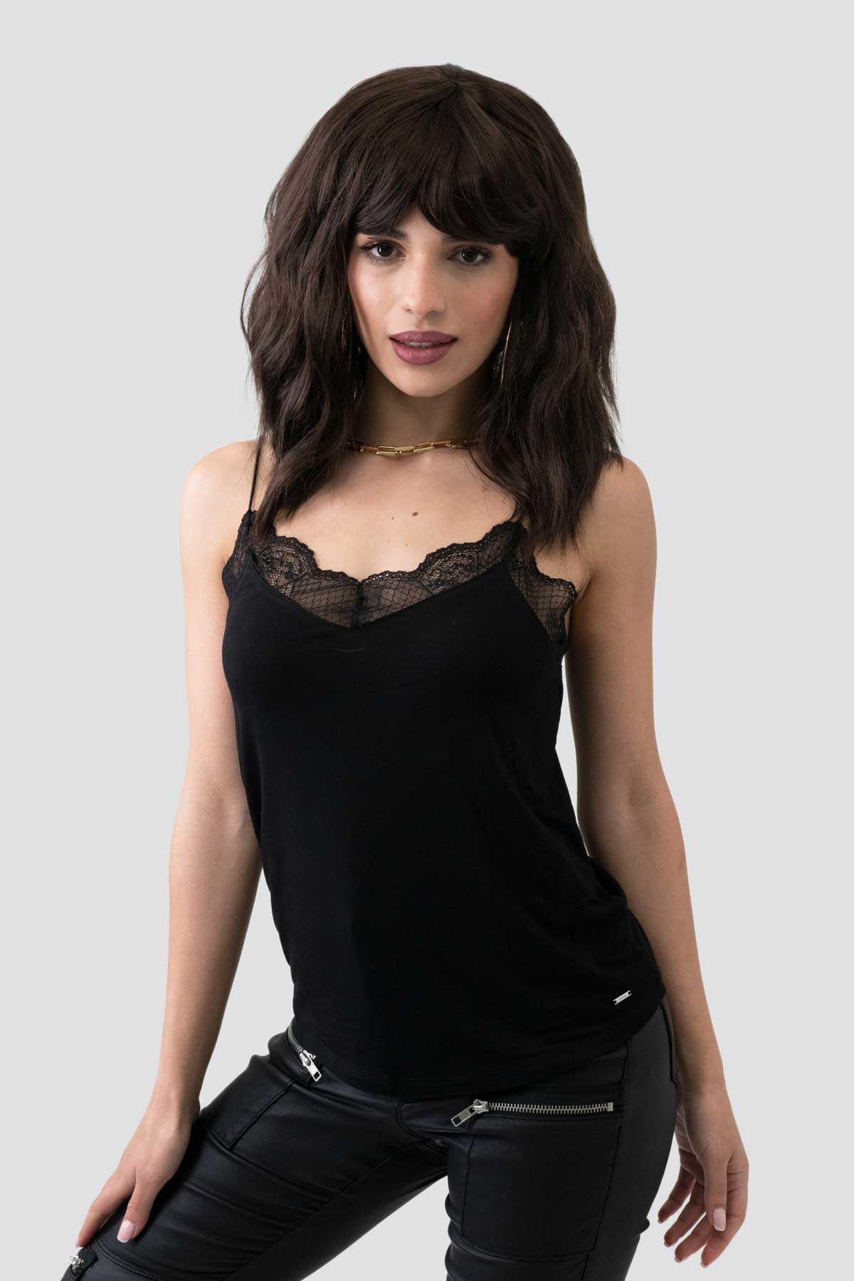 Dark chocolate brown long wavy bob wig: Roxy - Image 6