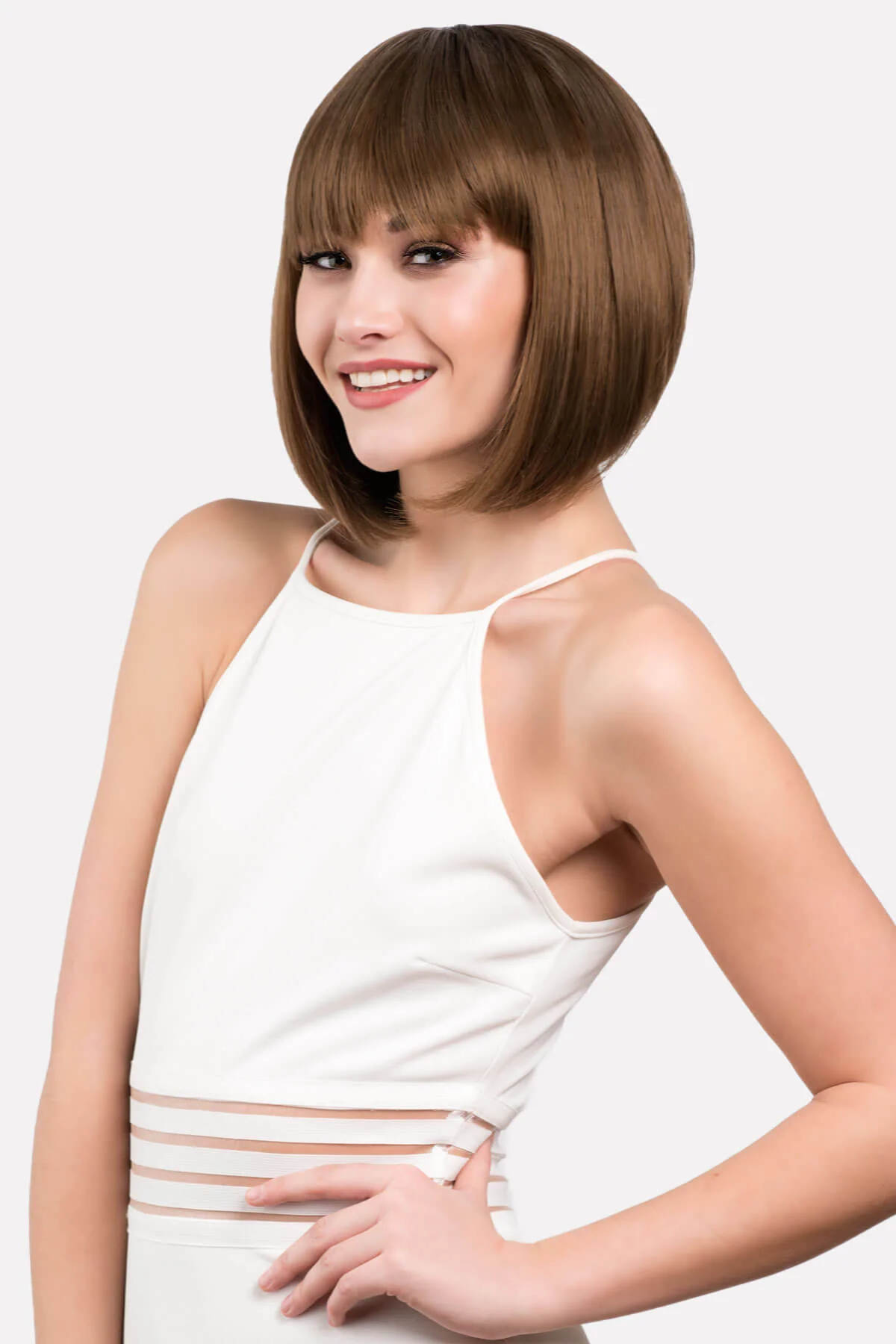 Brown, short inverted bob wig: Colette - Image 5