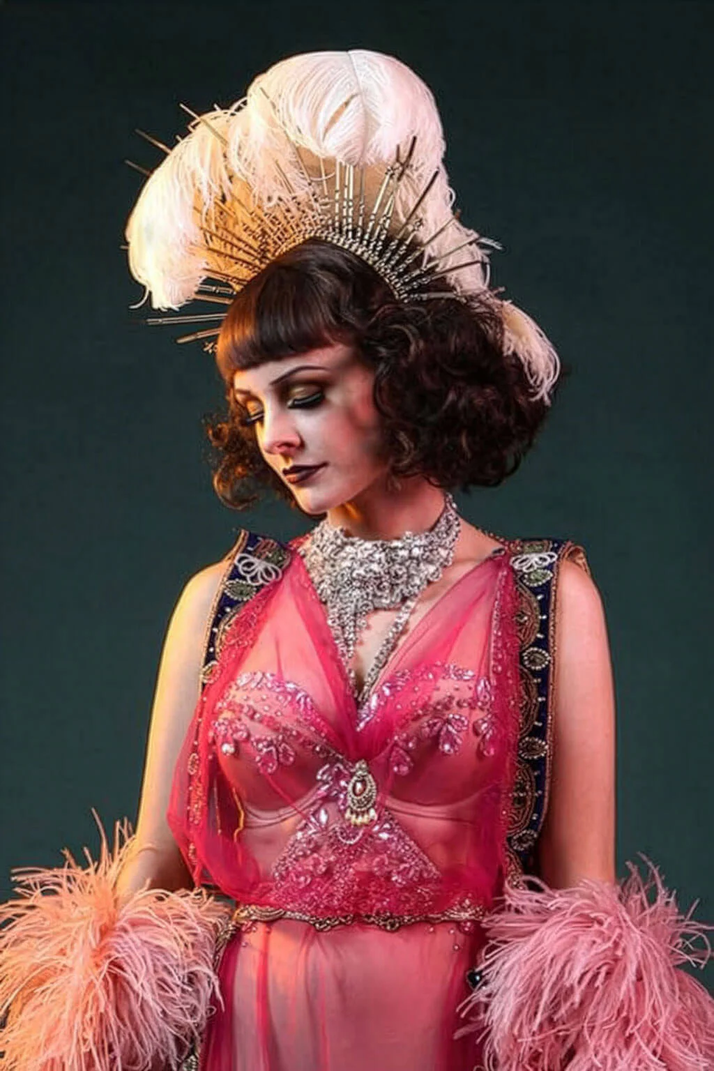 A short brown vintage 'faux bob' style wig with waves: Rita - Image 4
