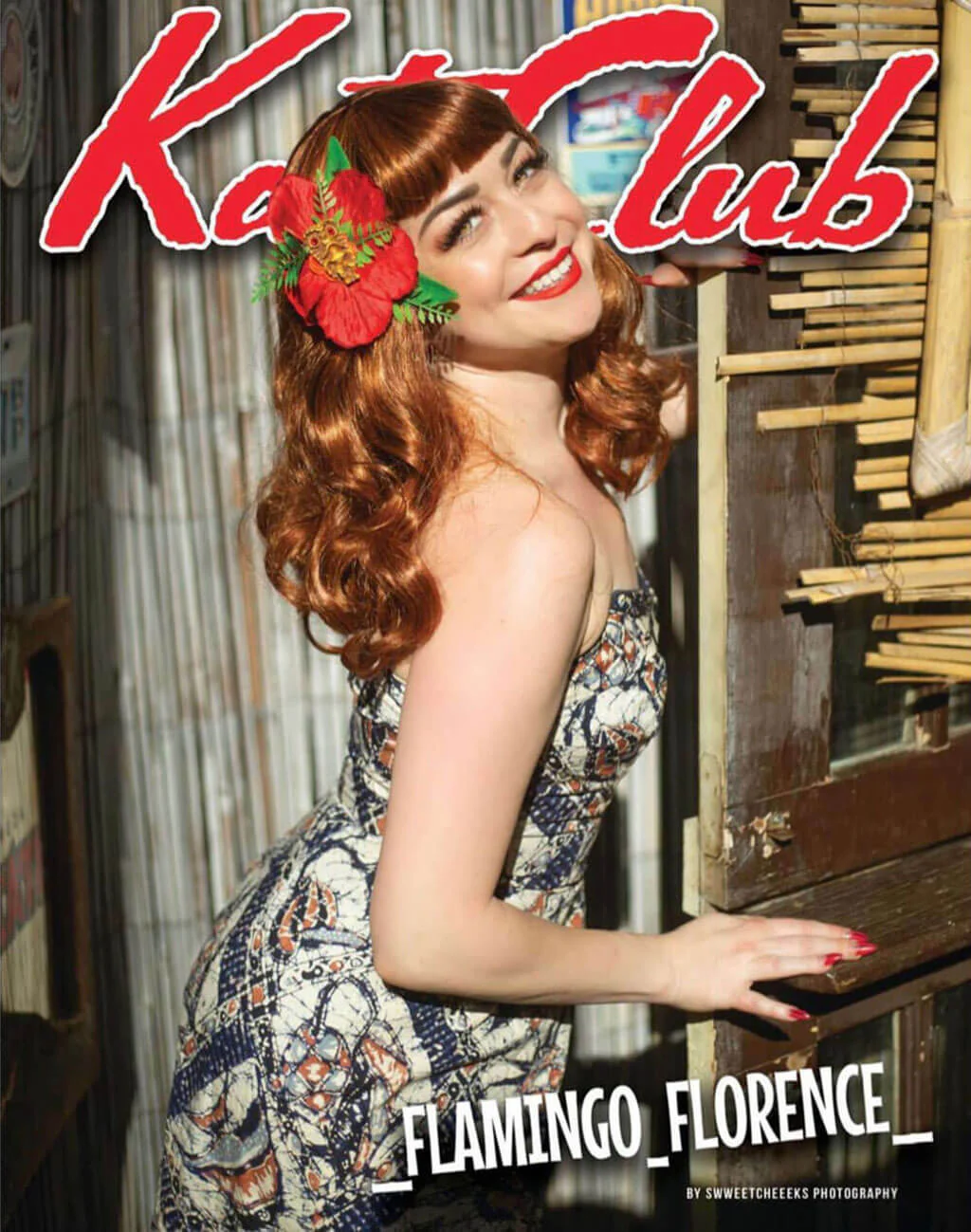 Auburn pinup style wig, finger waved with short fringe: Heidi - Image 5