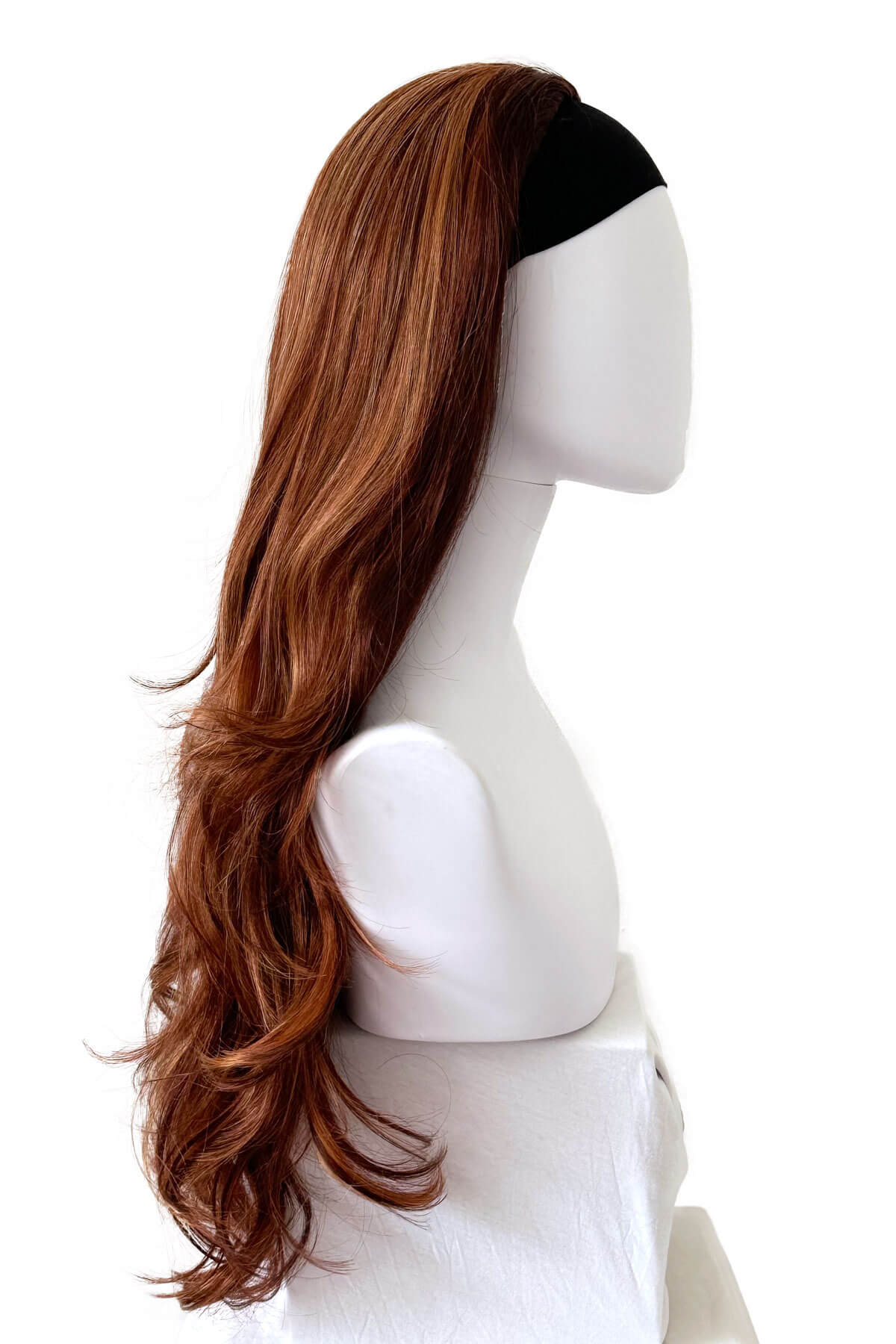 Red half wig (3/4 hairpiece) with long waves: Sasha