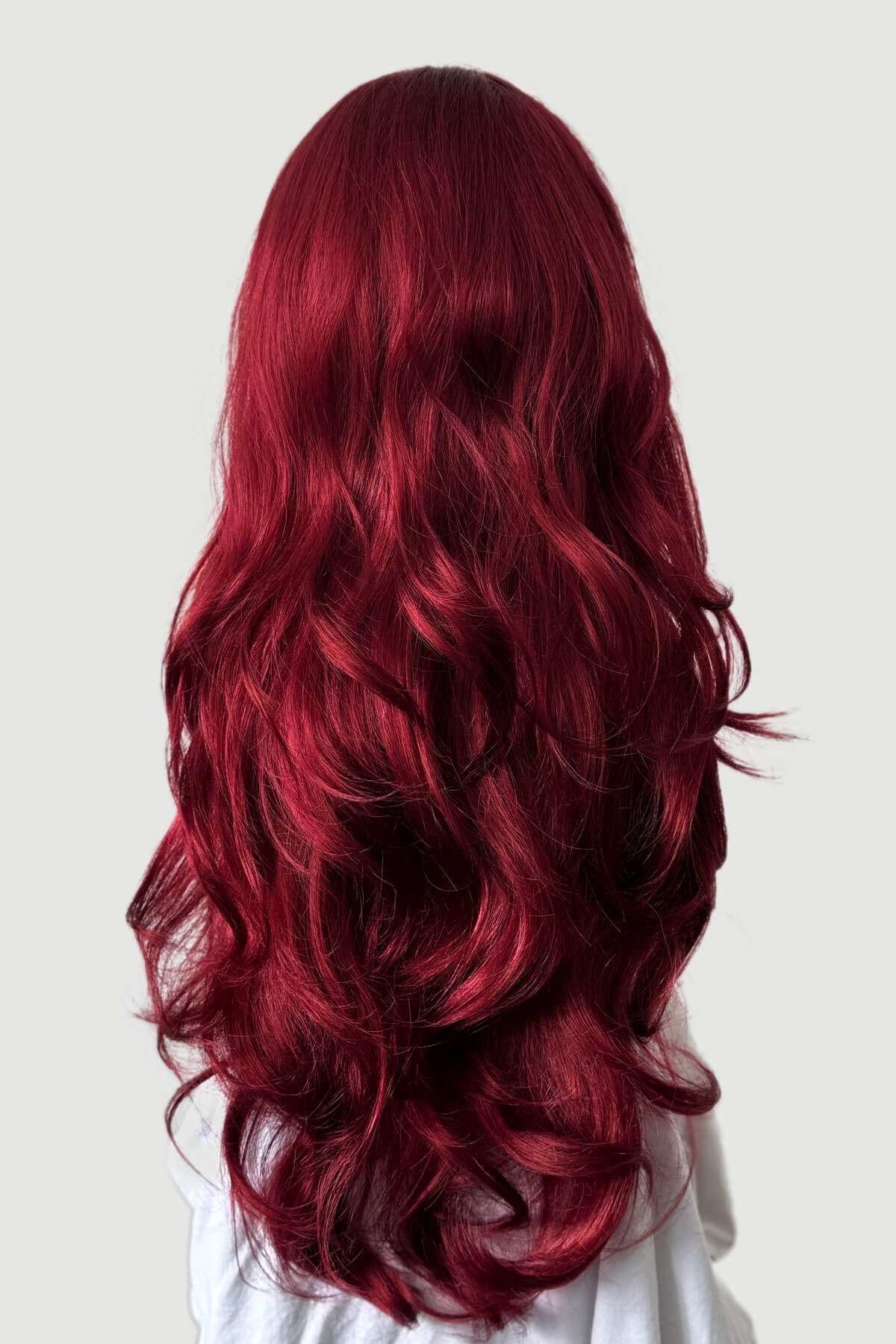 Red half wig (3/4 hairpiece) with long waves: Sasha - Image 13
