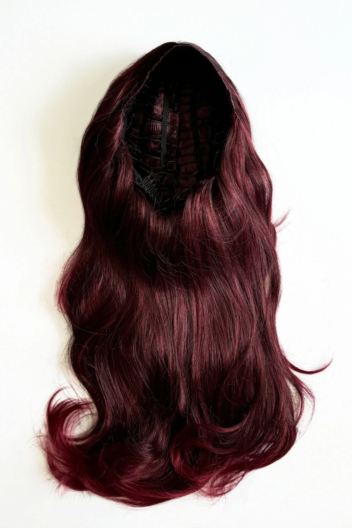 Black and red half wig hairpiece (3/4 wig), loose curls: Monica - Image 5