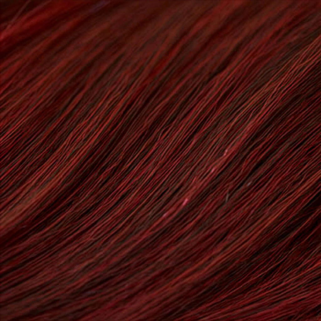 Black and red pin-up style wig, gently wavy with short fringe: Lillian - Image 8
