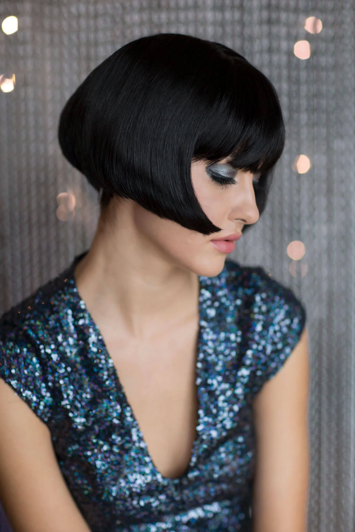 Louise Brooks style wig, short black 'Lulu' bob: Brooks