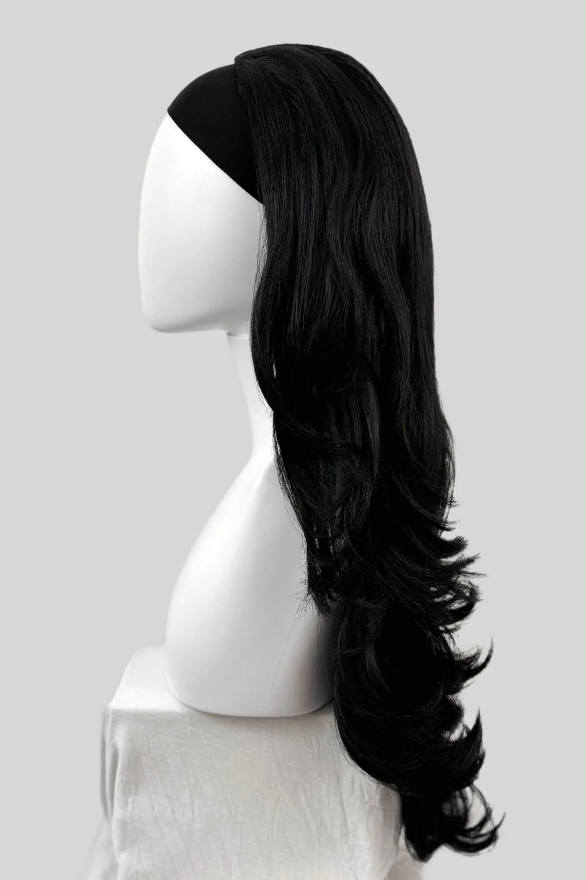 Black half wig hairpiece (3/4 wig), long layers: Aislynn - Image 12