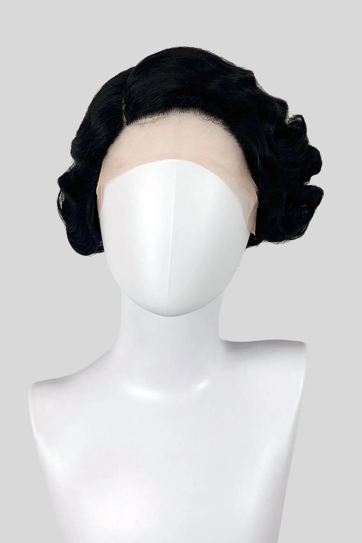 Black lace front wig, short with finger waves: Viola - Image 4