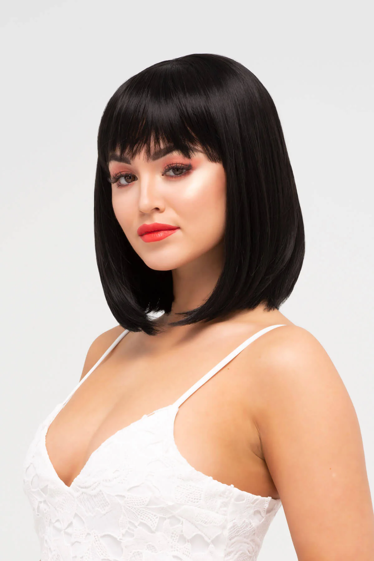 Black long bob wig, shoulder length: Evie
