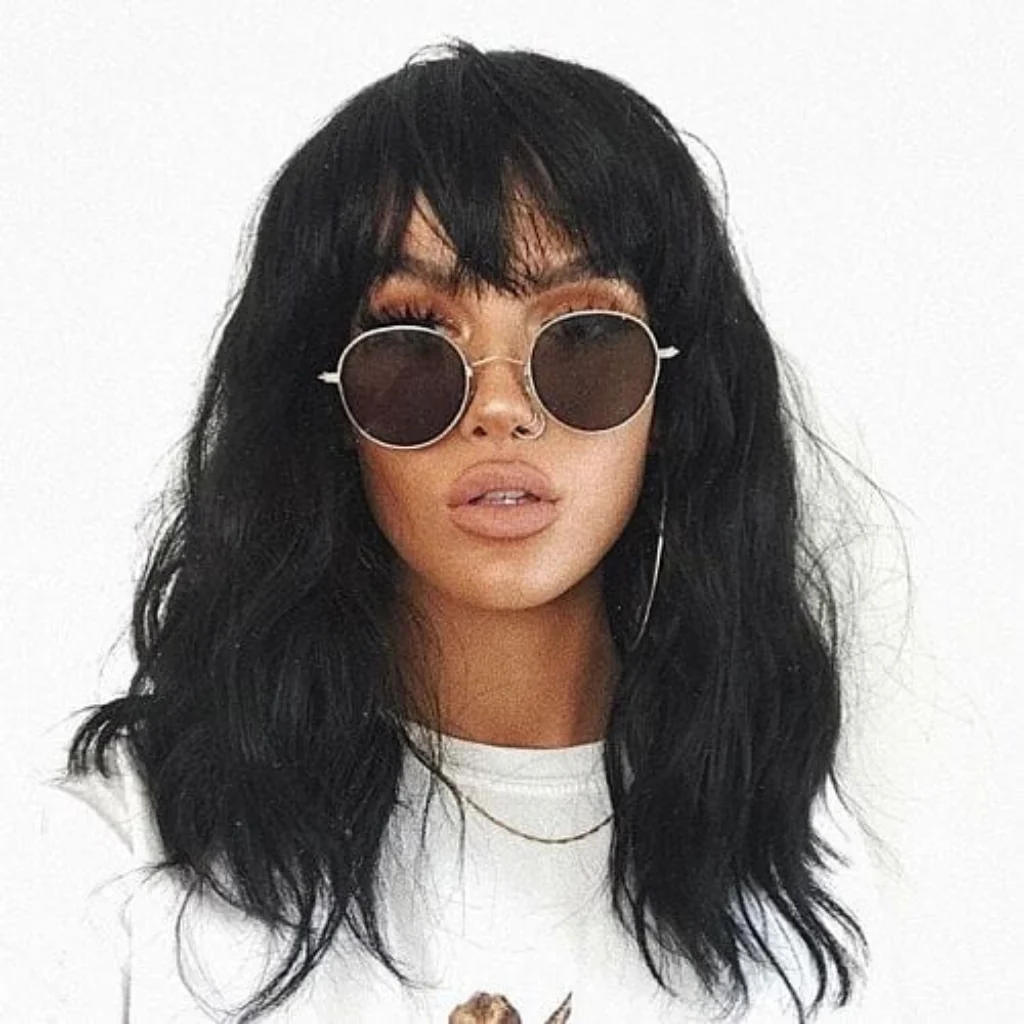 Black long wavy bob wig (lob): Sigrid - Image 9