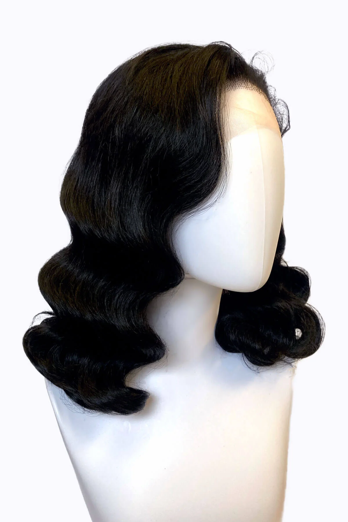 Black pinup wig, lace front with long finger waves: Tyra - Image 7