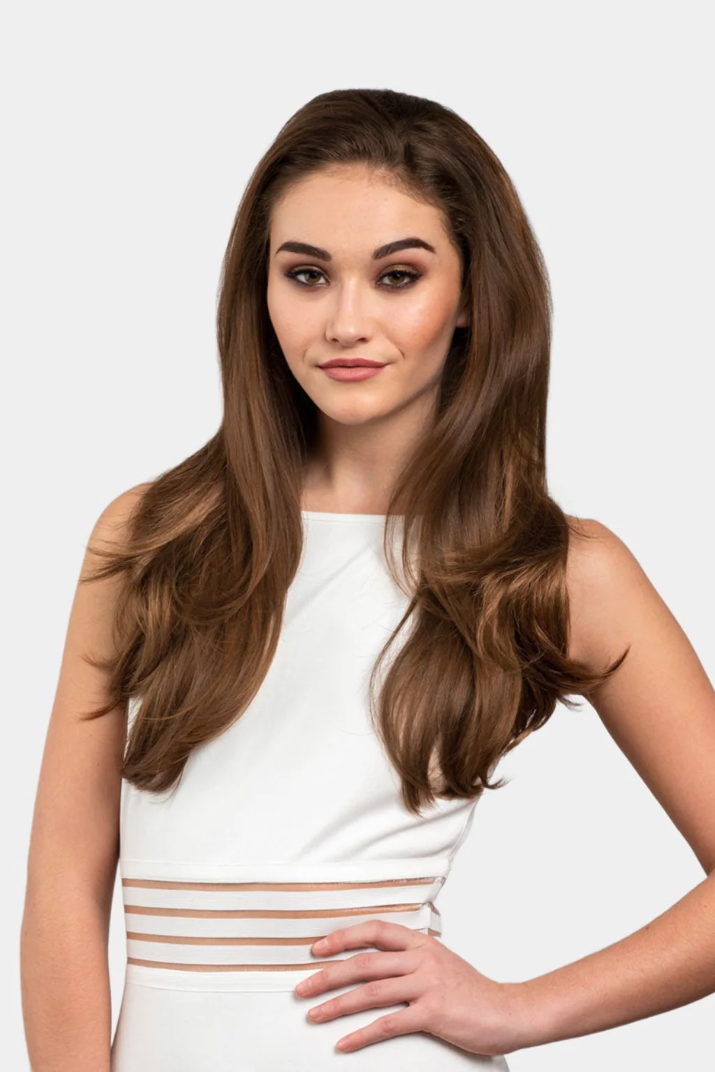 Briar - Soft, Bouncy Layered Long Brown Half Wig - Image 18
