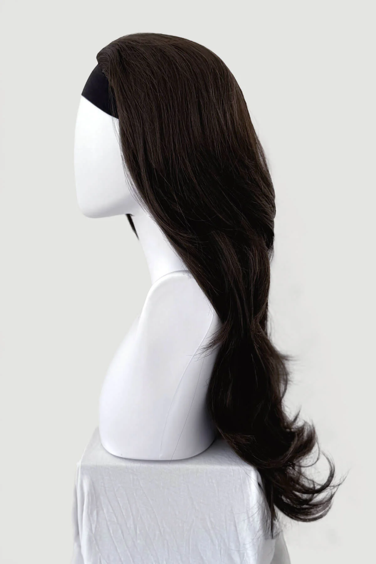 Simone - Bouncy Blowout Style Long Layered Brown Half Wig - Image 10