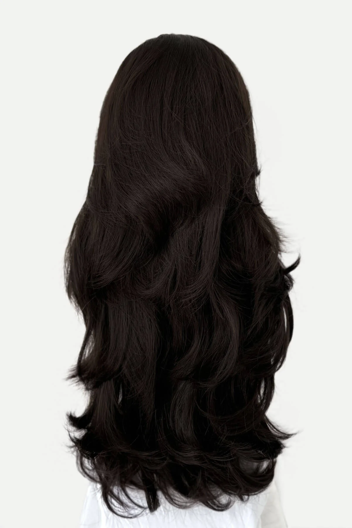 Simone - Bouncy Blowout Style Long Layered Brown Half Wig - Image 11