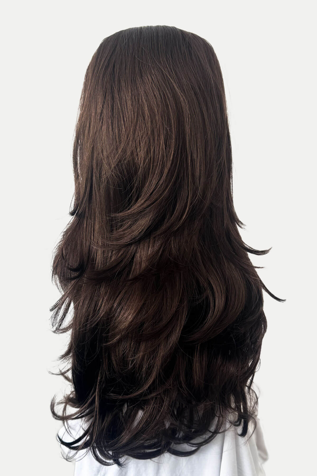 Simone - Bouncy Blowout Style Long Layered Brown Half Wig - Image 17