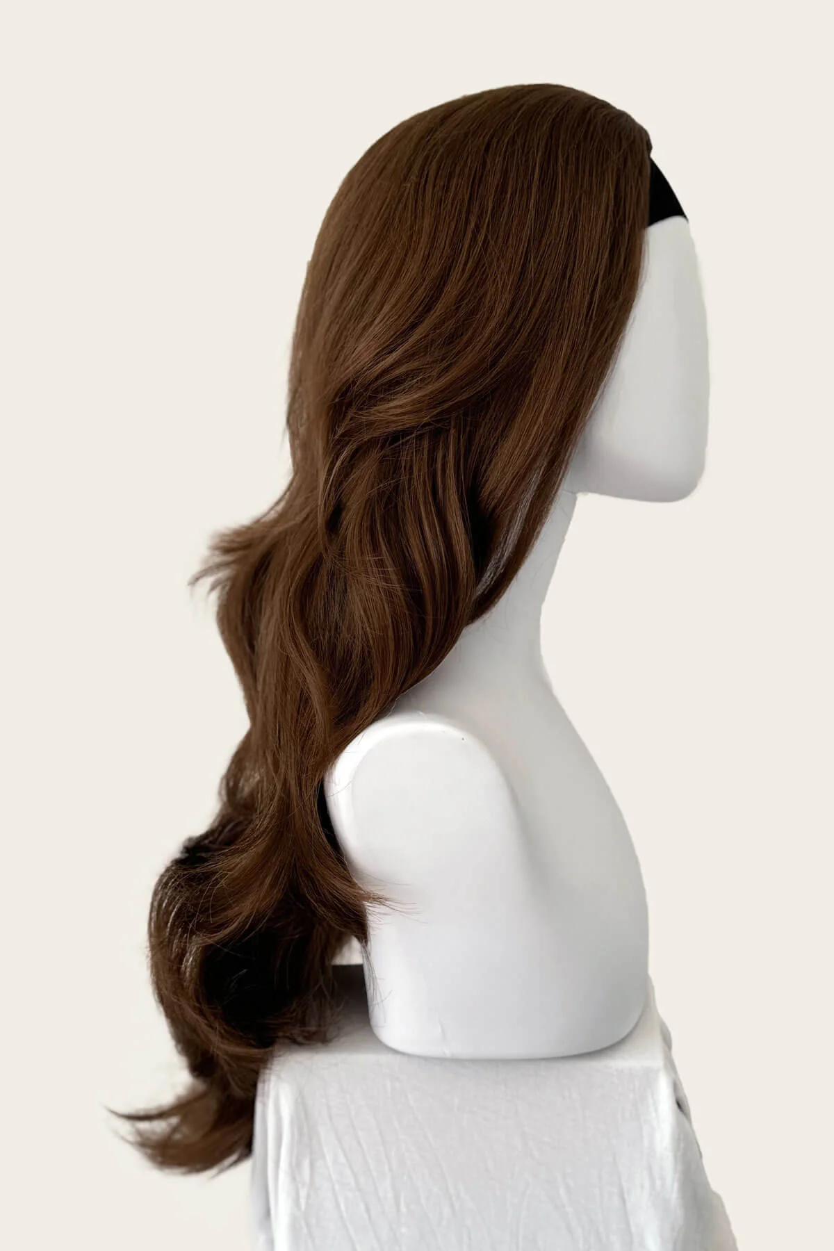 Simone - Bouncy Blowout Style Long Layered Brown Half Wig - Image 29