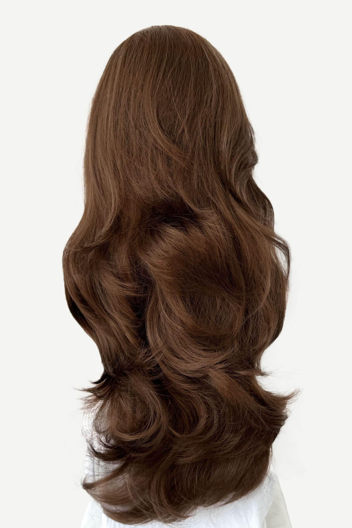 Simone - Bouncy Blowout Style Long Layered Brown Half Wig - Image 30