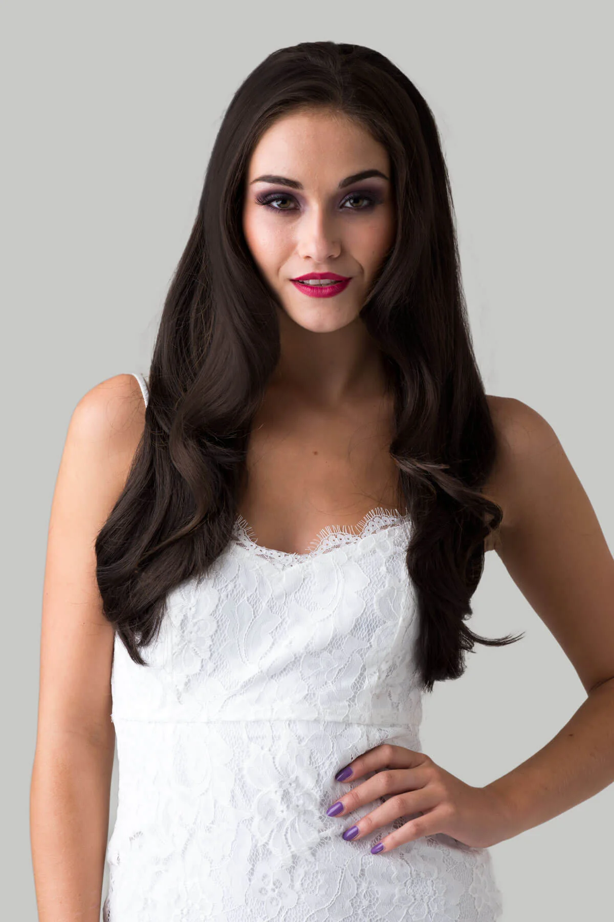 Summer - Soft, Bouncy Layered Long Brown Half Wig - Image 2