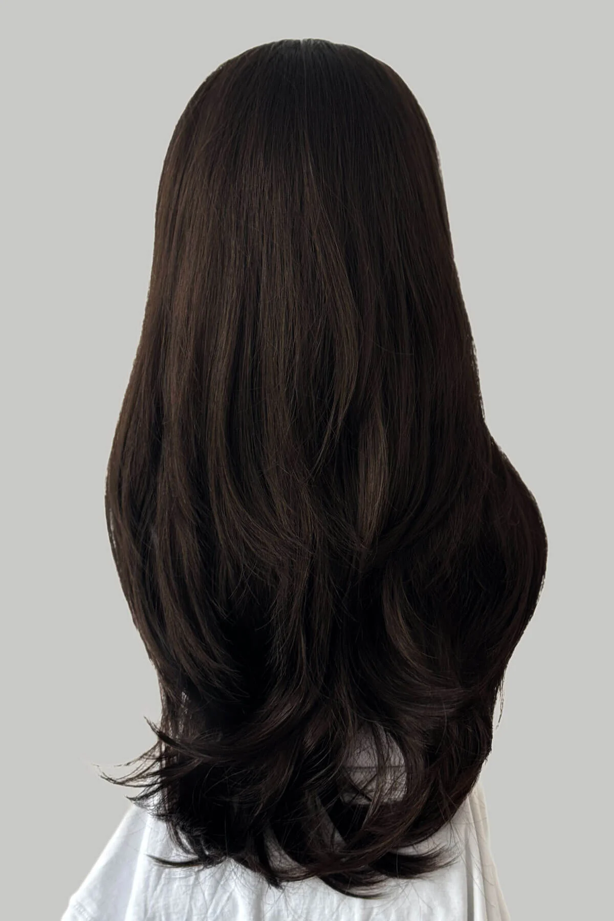 Summer - Soft, Bouncy Layered Long Brown Half Wig - Image 4