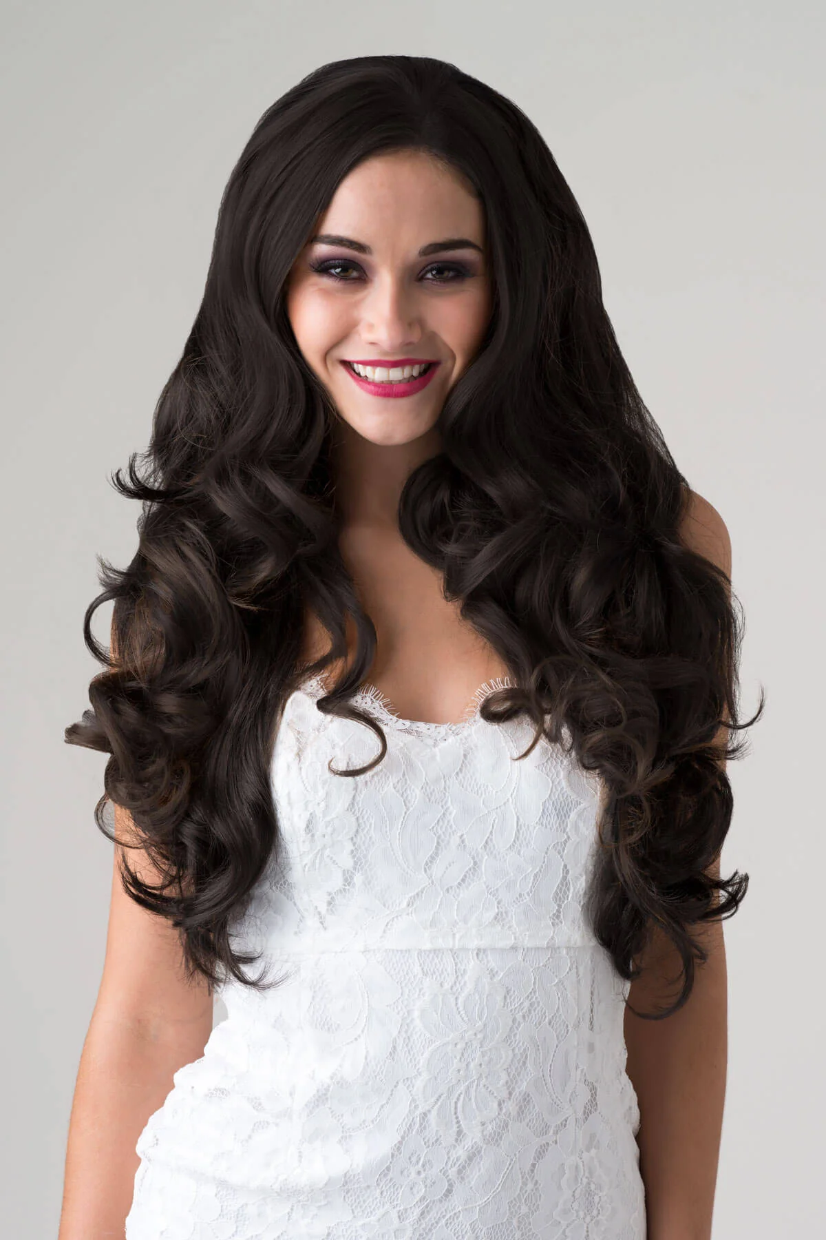 Chelsea - Super Full Volume Long Loose Curls Brown  Half Wig