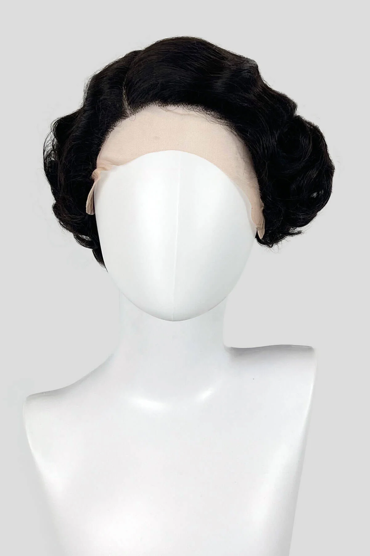 Brown lacefront wig, pinup/vintage style, short with finger waves: Dixie