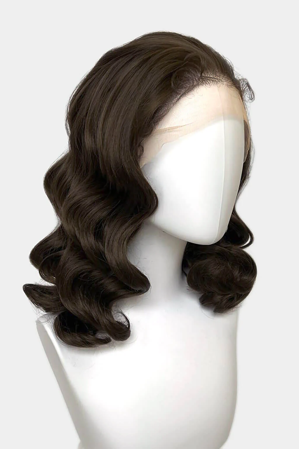 Brown pinup wig, lace front with finger waves: Nikita - Image 3