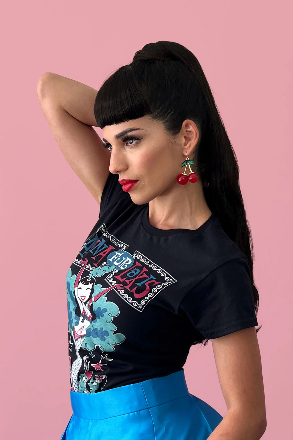 Clip-in fringe hairpiece/clip-in micro-bangs, thick, straight retro rockabilly style: Ida - Image 8