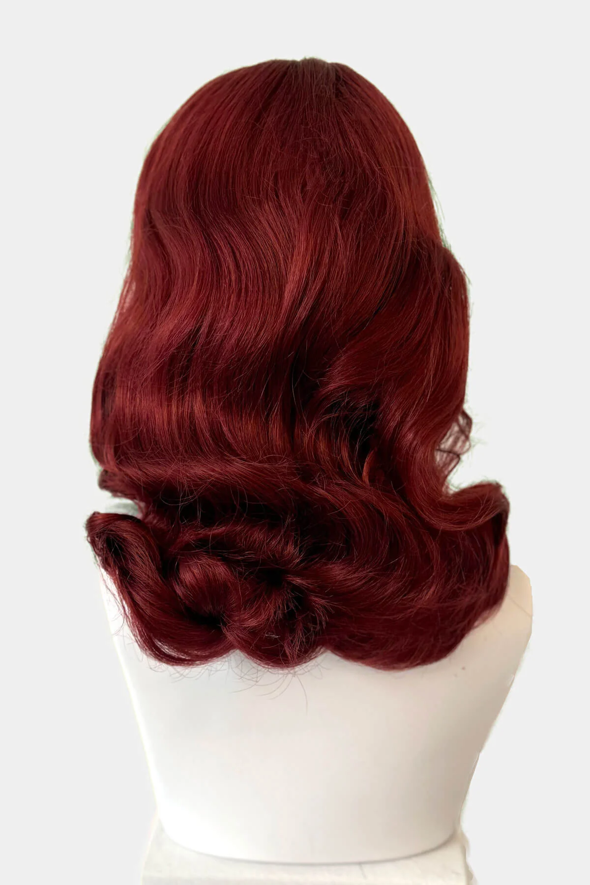 Copper red pinup wig, curled with short fringe: Kitty - Image 5