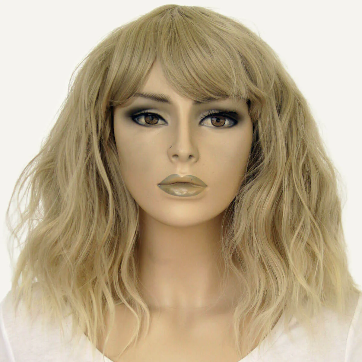 Long blonde bob wig (LOB) with textured waves: Kara - Image 6