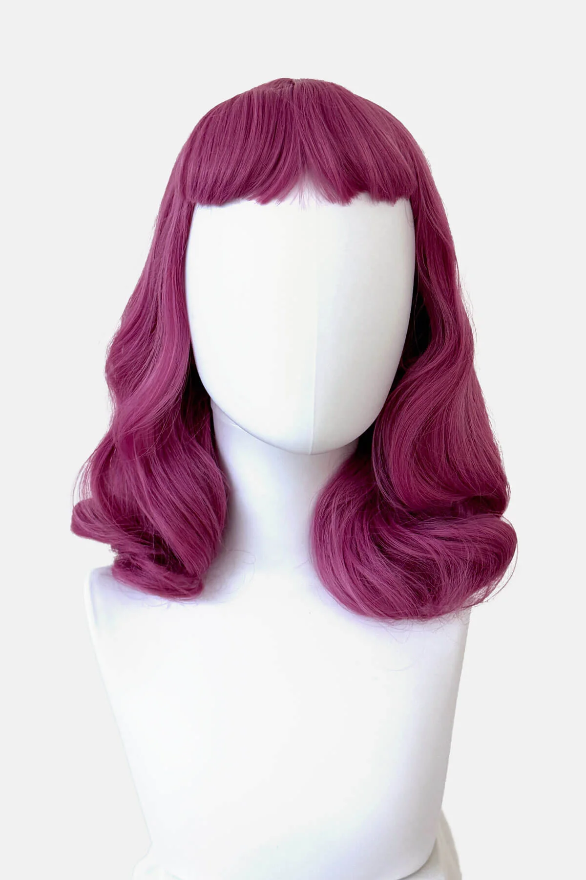 Pink pinup style wig, with finger waves and a short fringe: Stevie - Image 12