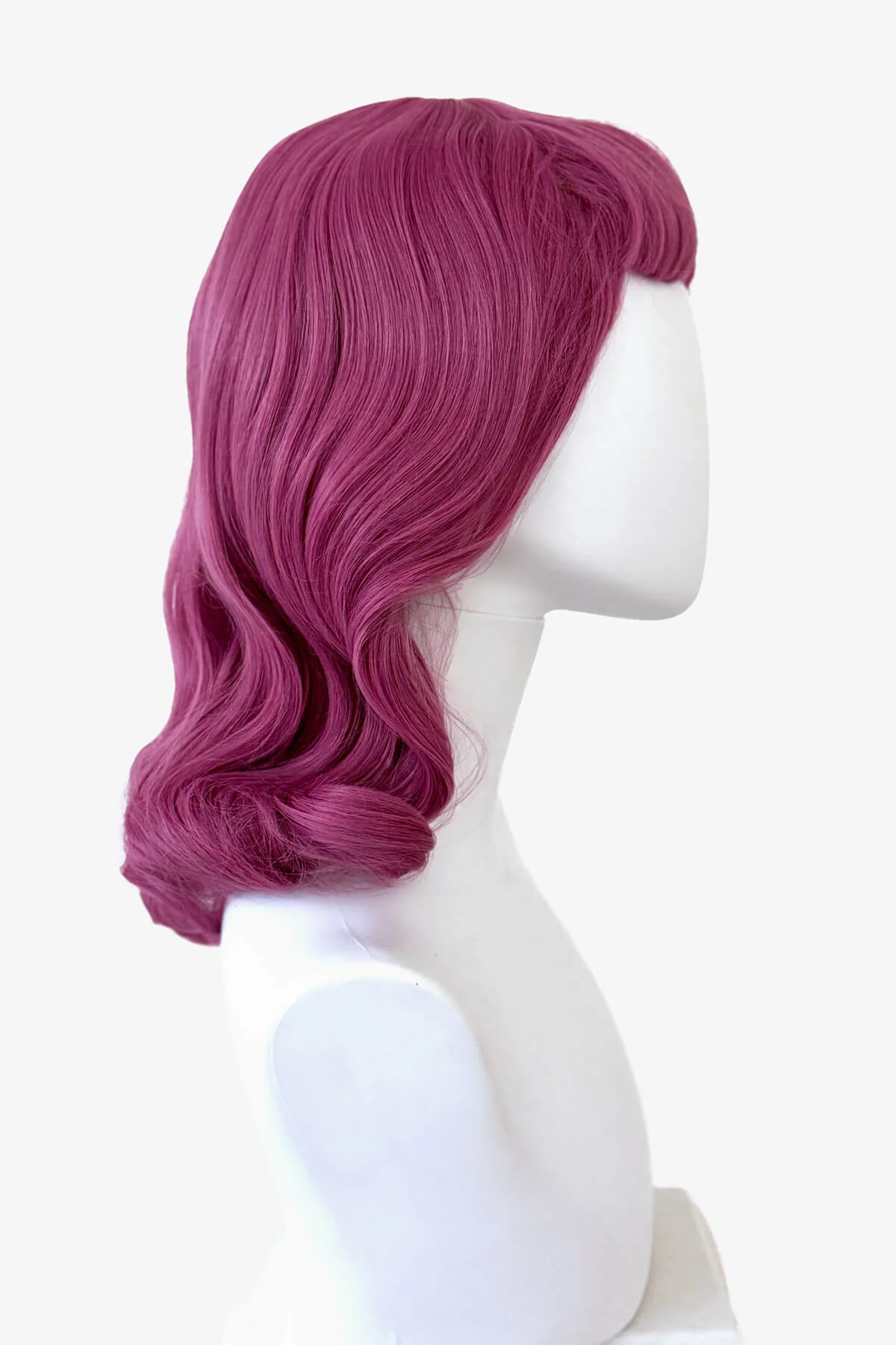 Pink pinup style wig, with finger waves and a short fringe: Stevie - Image 13