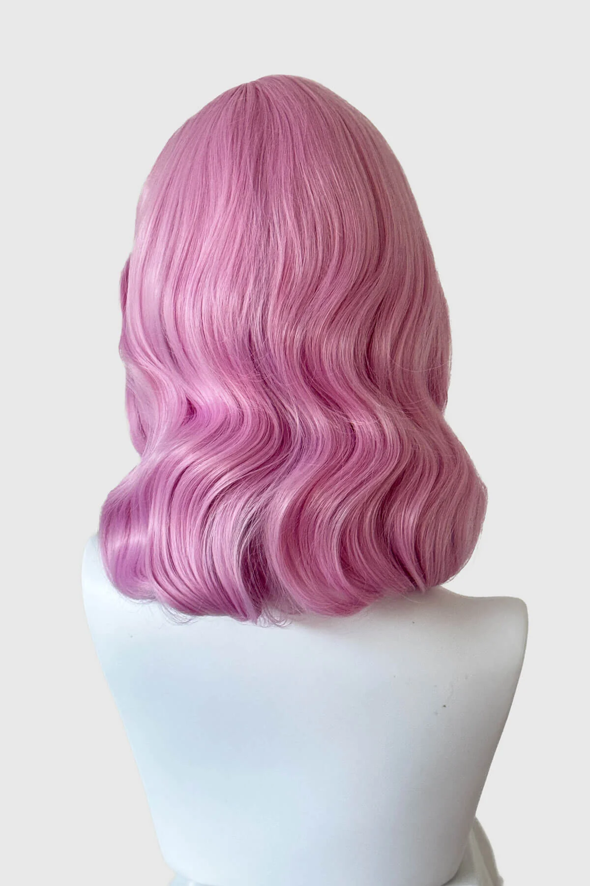 Pink pinup style wig, with finger waves and a short fringe: Stevie - Image 20