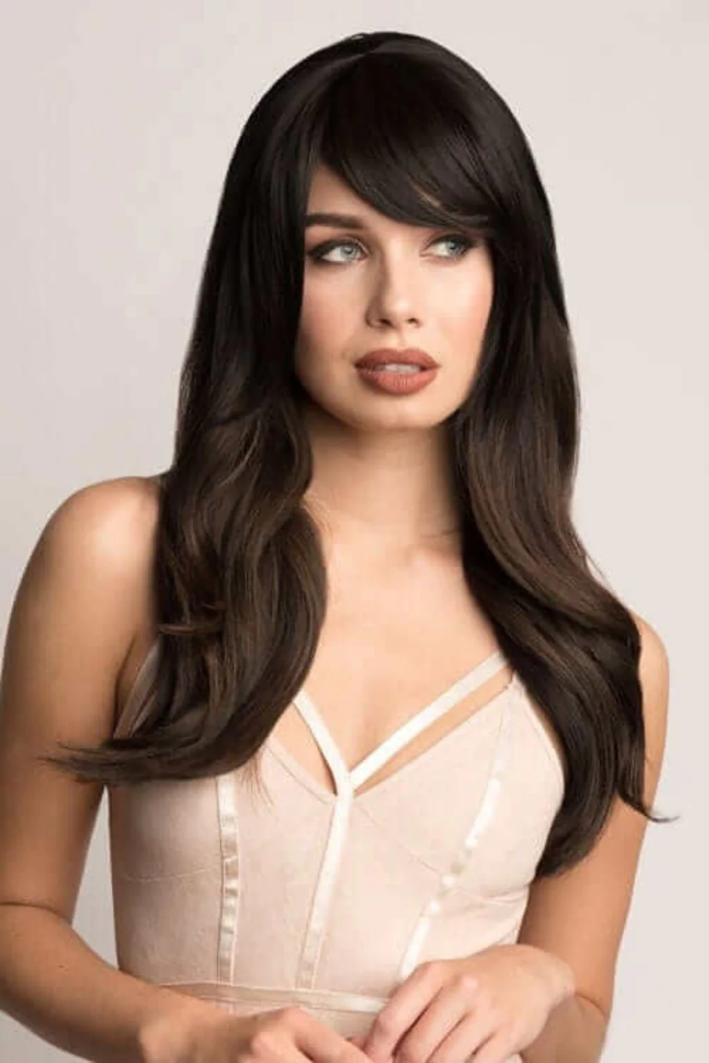 Clip in fringe hairpiece, thick, long, sweeping/clip-in bangs: Nova - Image 4