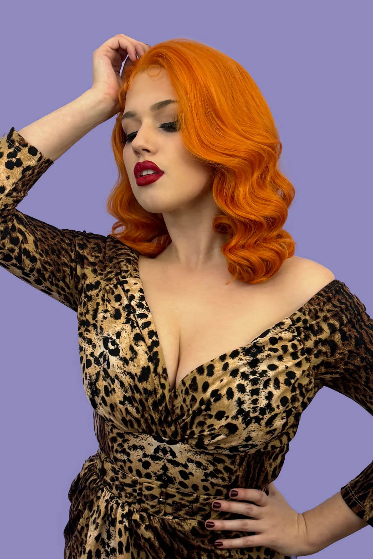 Ginger pinup lace front wig with vintage style finger waves: Lula