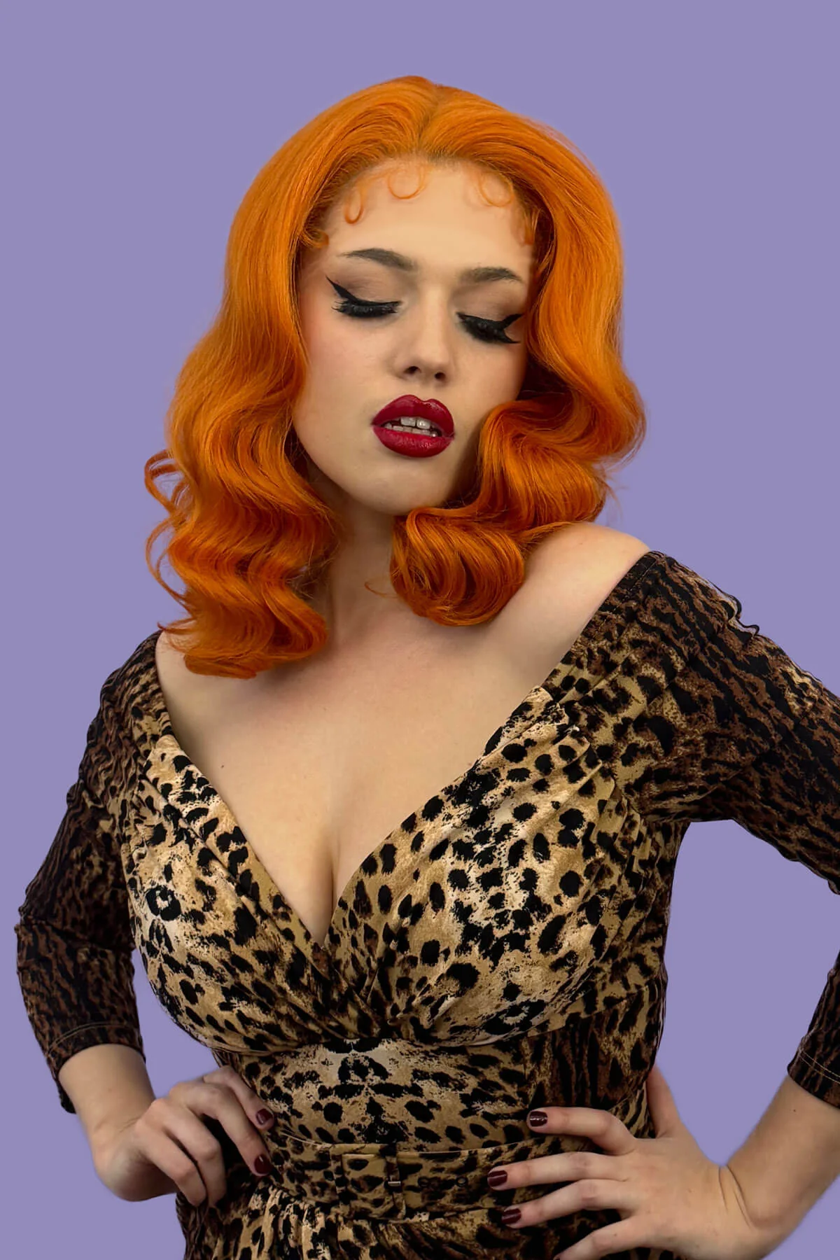 Ginger pinup lace front wig with vintage style finger waves: Lula - Image 2