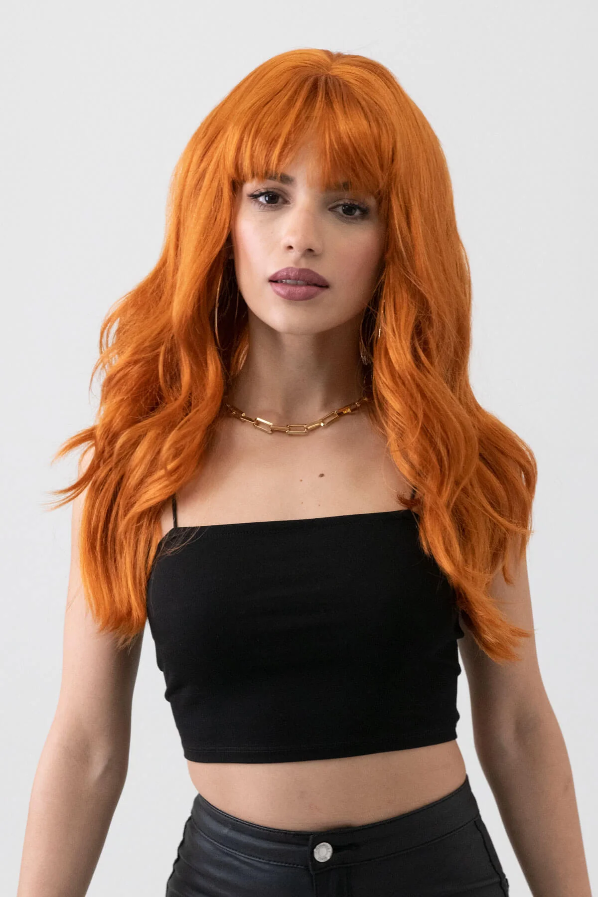 Long ginger wig with cascading waves: Davina