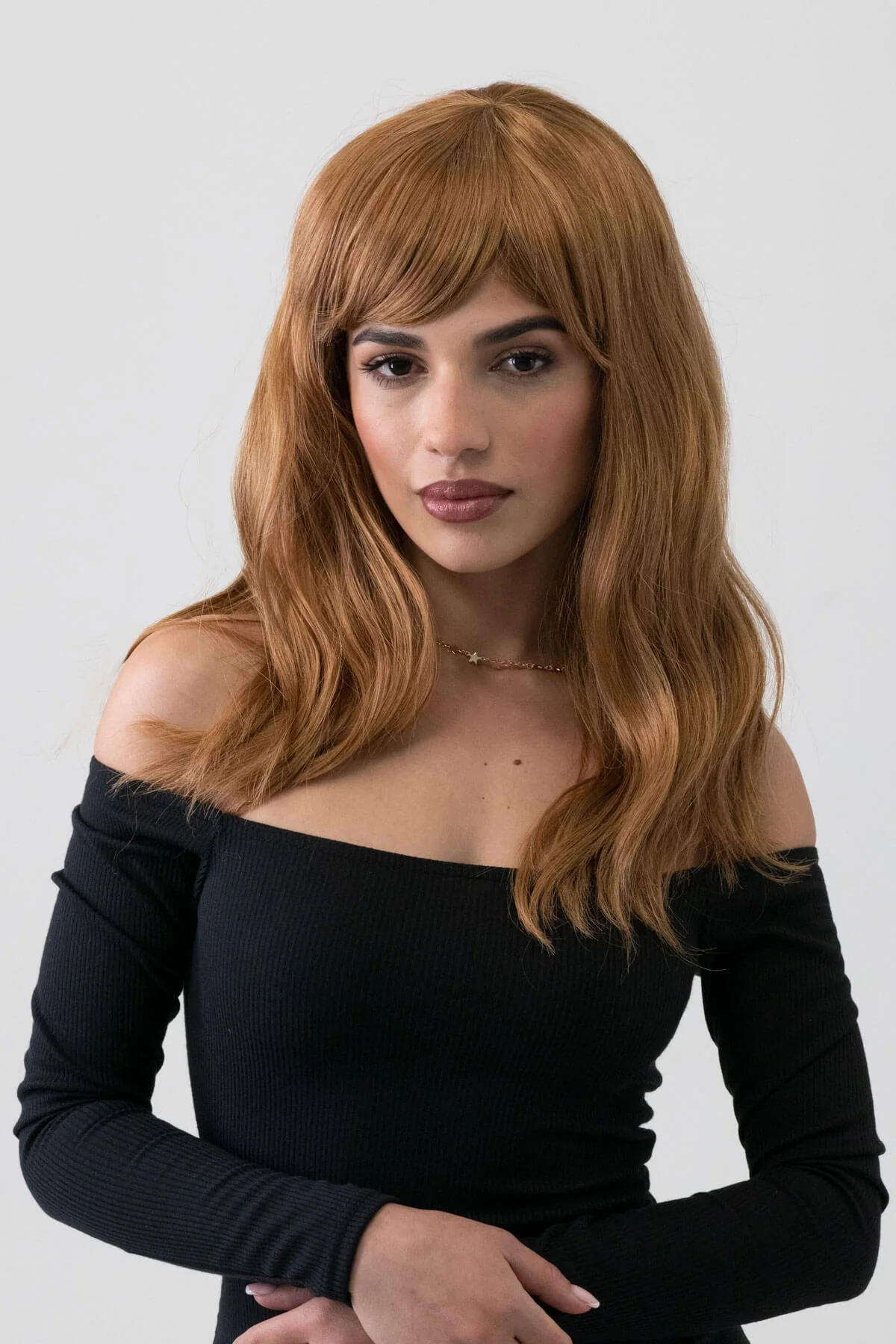 Golden brown wig with long waves: Carmella