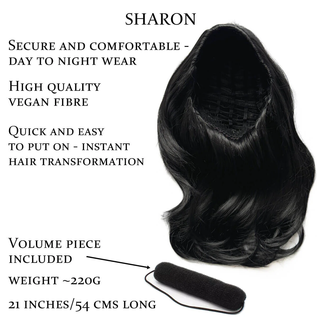 Half wig hairpiece, long and wavy, Flexihair (Heat styleable) and volume ring for high crown: Sharon - Image 11