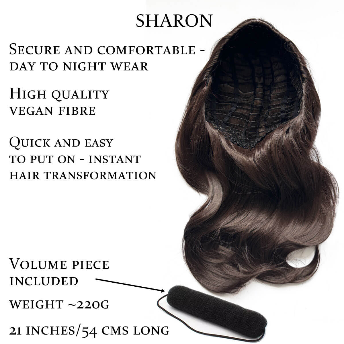 Half wig hairpiece, long and wavy, Flexihair (Heat styleable) and volume ring for high crown: Sharon - Image 15