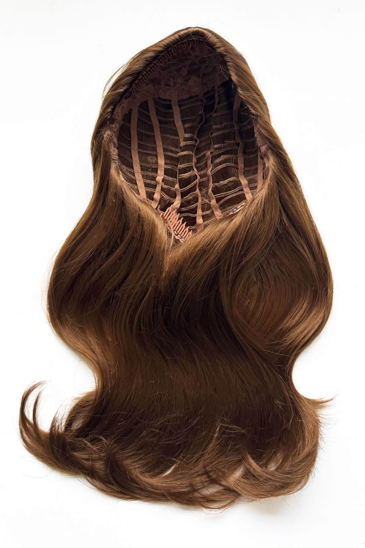 Half wig hairpiece, long and wavy, Flexihair (Heat styleable) and volume ring for high crown: Sharon - Image 22