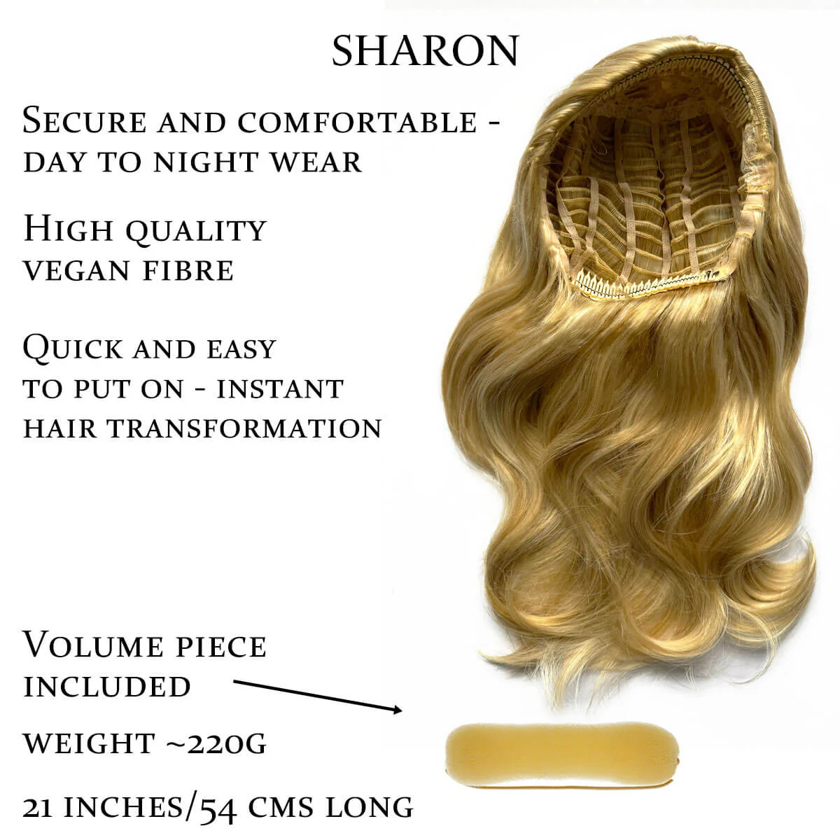 Half wig hairpiece, long and wavy, Flexihair (Heat styleable) and volume ring for high crown: Sharon - Image 27