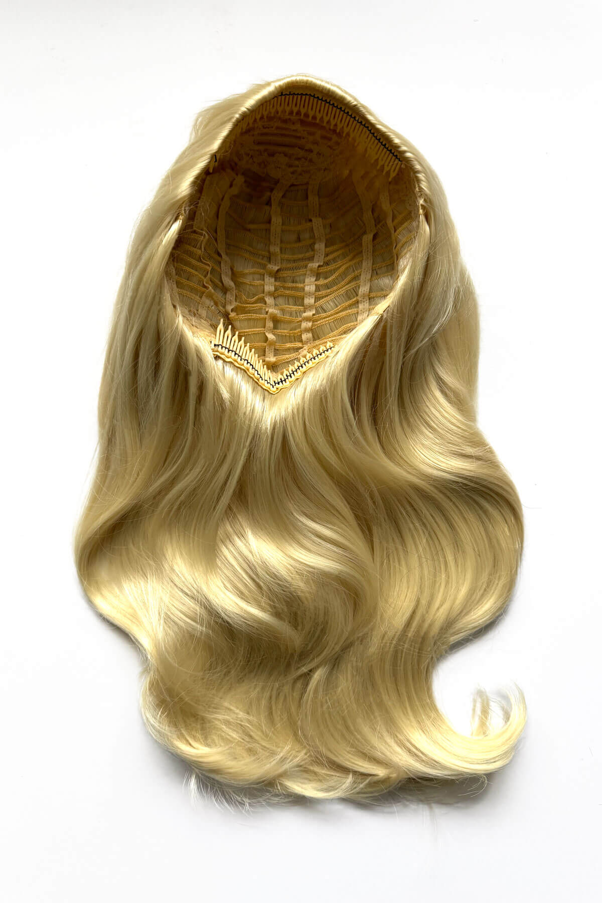 Half wig hairpiece, long and wavy, Flexihair (Heat styleable) and volume ring for high crown: Sharon - Image 30
