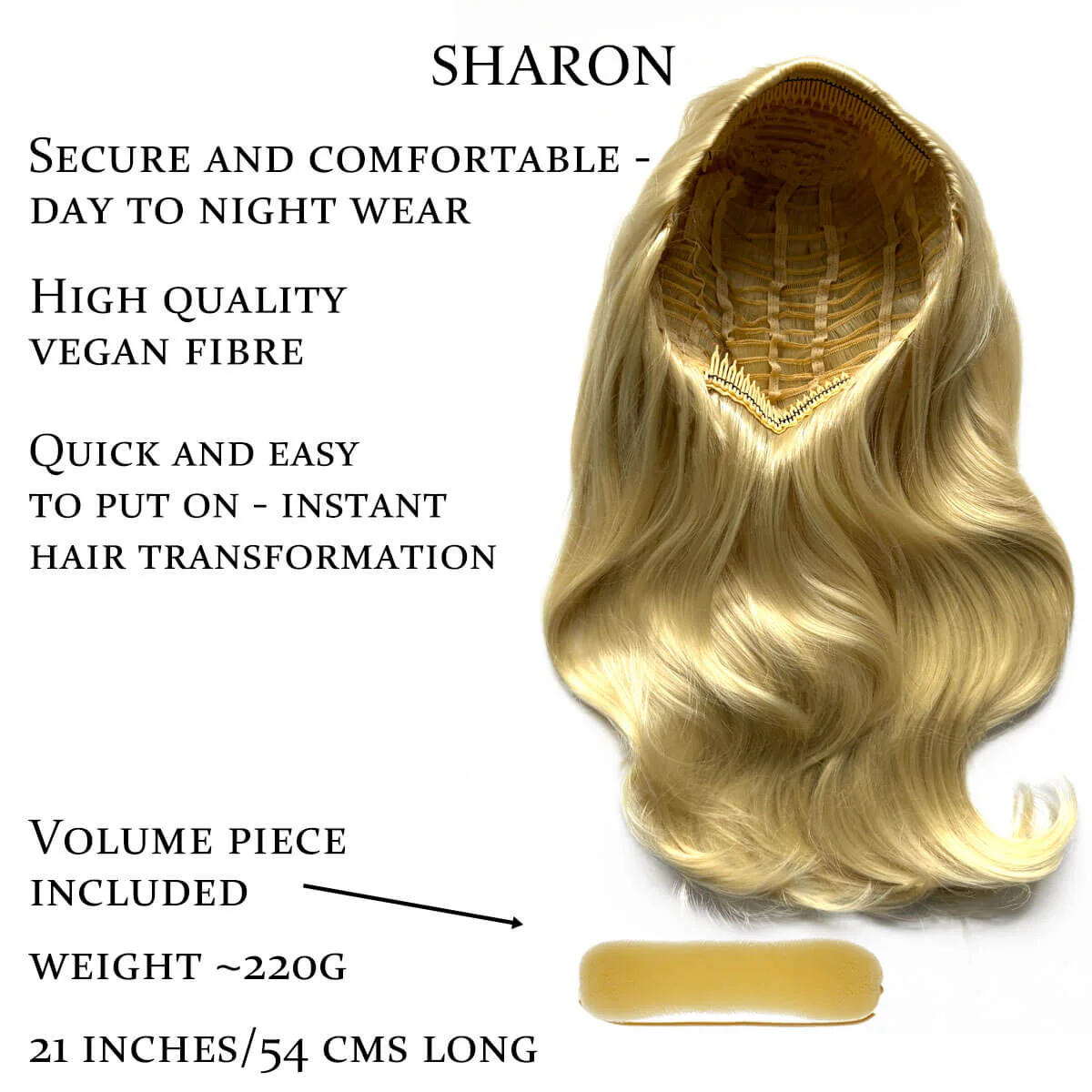 Half wig hairpiece, long and wavy, Flexihair (Heat styleable) and volume ring for high crown: Sharon - Image 31