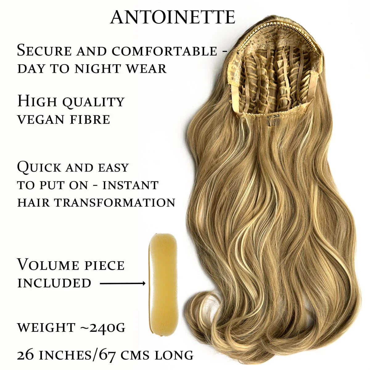 Heat styleable half wig hairpiece, long wavy, Flexihair: Antoinette - Image 5